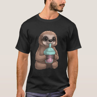 Camiseta Preguiça Kawaii Boba Bubble Milk Tea Pérolas de Ta