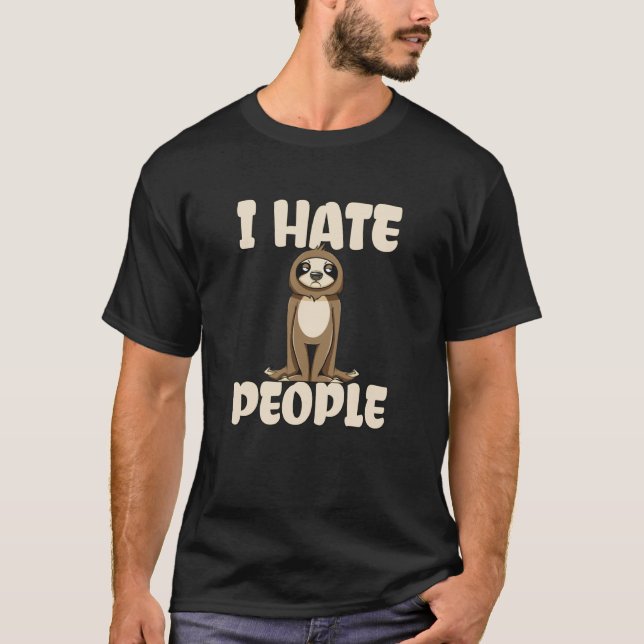 Camiseta Preguiça Mal-Humorada Odeio Pessoas (Frente)