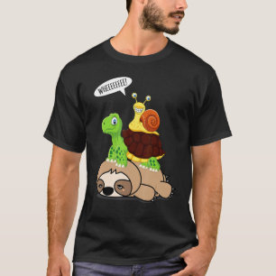 Camiseta Preguiça Montando Caracol Tartaruga Amante de Anim