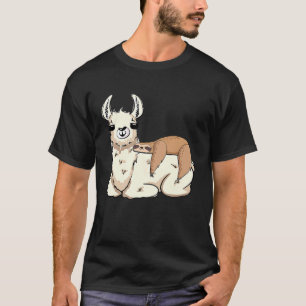 Camiseta Preguiça Montando Lhama Dormindo Fofinho Amor Anim