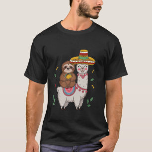 Camiseta Preguiça Montando Llama Festa Mexicana Cinco De Ma