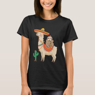 Camiseta Preguiça Montando Llama Fiesta Cinco De Sombrero M