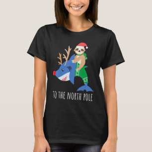 Camiseta Preguiça Montando Rena Tubarão Engraçado Menino Le