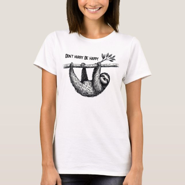 Camiseta Preguiça no galho da árvore com citação (Frente)