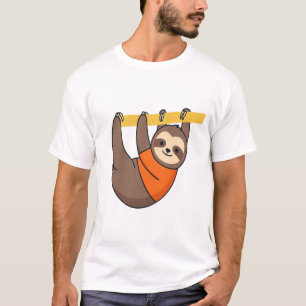 Camiseta Preguiça Pendurada no Galho com Laranja