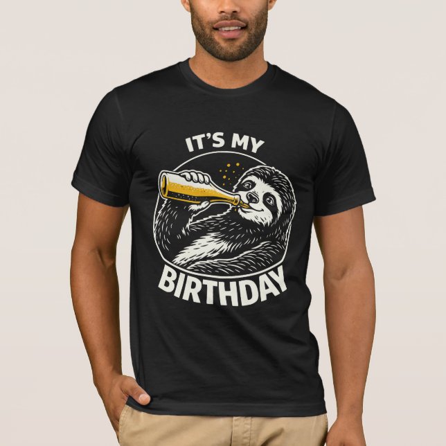 Camiseta Preguiça que Bebe Devagar É Meu Aniversário (Frente)