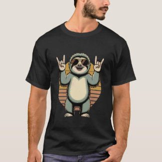 Camiseta Preguiça Retro Rock Engraçado Amante de Preguiça H