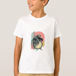 Camiseta Preguiça Sentada no Relógio Crianças