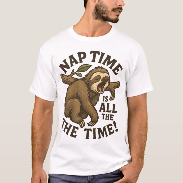 Camiseta Preguiça Sonolenta Divertida (Frente)