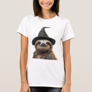 Camiseta Preguiça Vestindo Chapéu de Bruxa de Halloween Cam