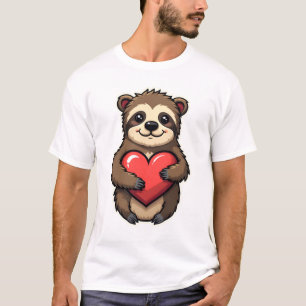 Camiseta Preguiça Vintage Coração Arte Animal Amor Retrô 2