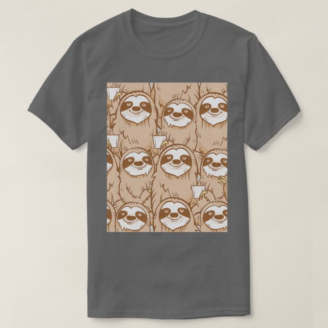 Camiseta preguiças com café Gráfico (Frente do Design)