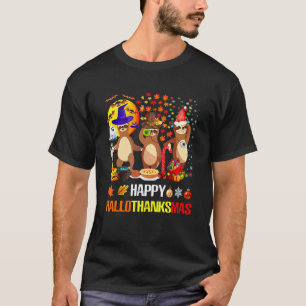 Camiseta Preguiças Engraçadas Feliz Hallothanksmas Dia das