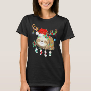 Camiseta Preguiças Engraçadas Iluminação de Natal Rena Chap