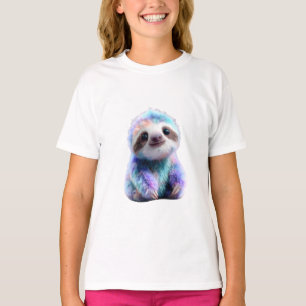 Camiseta Preguicinha Crianças Tie Dye Aquarela Arco-Íris