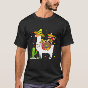 Camiseta Preguiçoso Bicho-Preguiça Montando Llama Cinco De