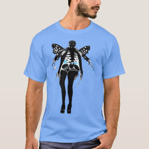 Camiseta Preguiçoso Esqueleto Fada Borboleta AsasGoth y2k H