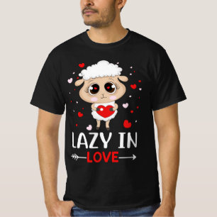 Camiseta Preguiçoso no Amor Ovino para Solteiros Dias de os