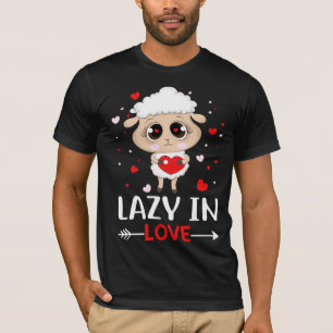 Camiseta Preguiçoso no Amor Ovino para Solteiros Dias de os