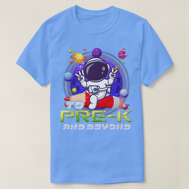 Camiseta Prek E Além Do Astronauta De Volta Para Os Meninos (Frente do Design)