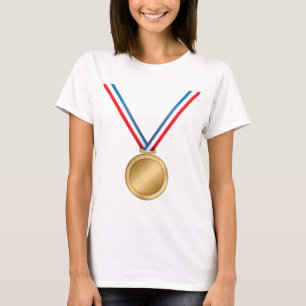 Camiseta Prêmio Medalha de Ouro com Fita Azul e Vermelha Br