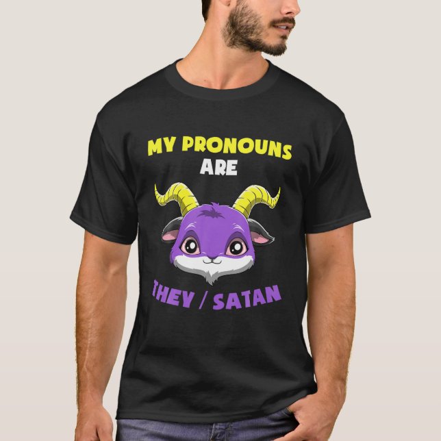 Camiseta Prêmios de Satã LGBTQ de Orgulho Não Binário (Frente)