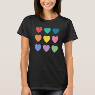 Camiseta Premium de Corações Multicoloridos