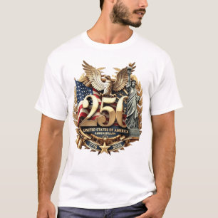Camiseta Premium Gold USA 250 Aniversário Bandeira & Liberd