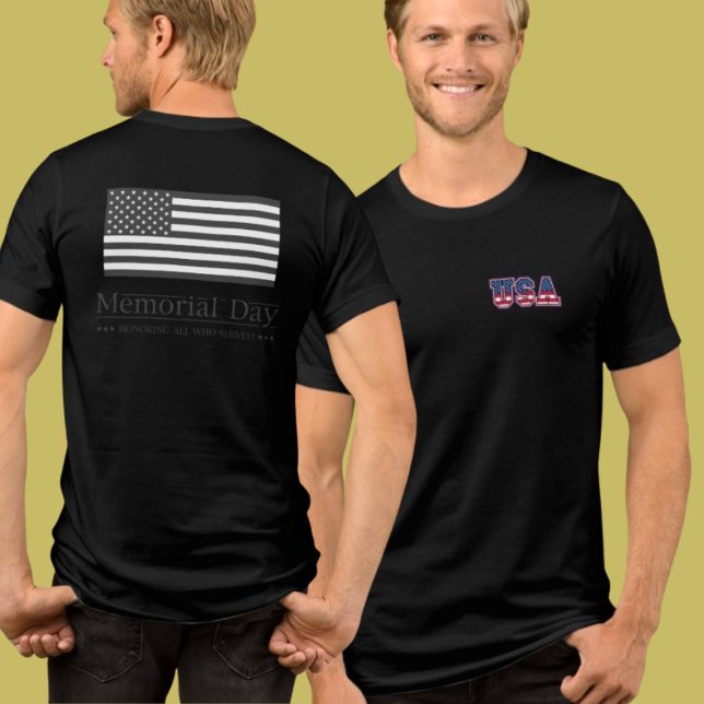 Camiseta Premium Memorial Day USA Flag Double-Sided (Criador carregado)