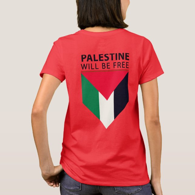 Camiseta Prende-se com a Palestina, a Bandeira e a oliveira (Verso)