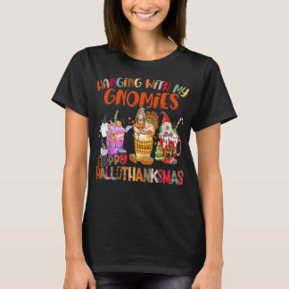 Camiseta Prendendo-Me Com Os Meus Gnomos Feliz Hallothanksm