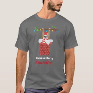 Camiseta Prendendo Papais noeis com luzes na chaminé