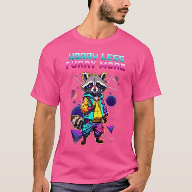 Camiseta Preocupe Menos Peludo Mais Eu Mapache Furries Cosp (Frente)