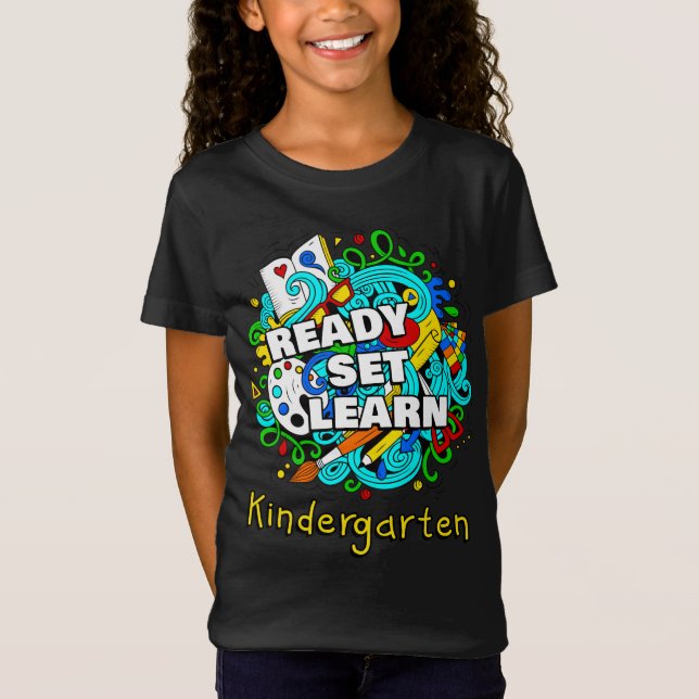 Camiseta Preparado Para Aprender A Iniciar Crianças Do Jard (Frente)