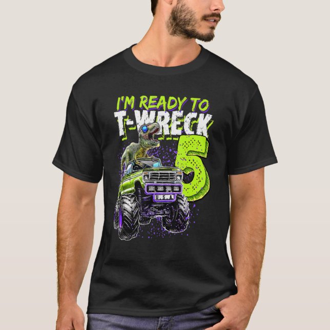 Camiseta Preparado Para Destruir 5 Monstros De Dinossauro,  (Frente)