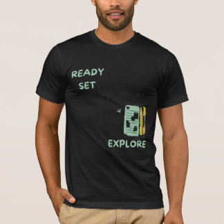 Camiseta Preparado para explorar com design de mala de Viag