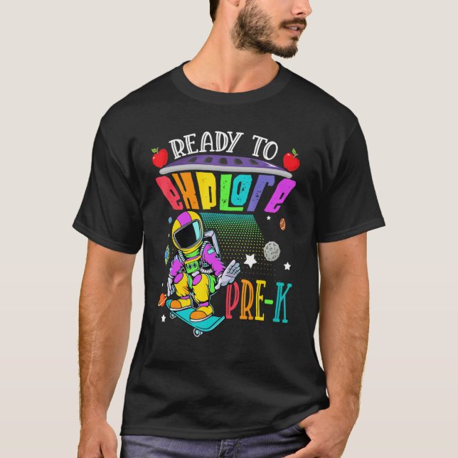 Camiseta Preparado Para Explorar O Astronauta Pré-K De Pati (Frente)