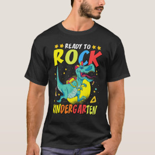 Camiseta Preparado Para Rock Kindergarten Dinossaur T-Rex K