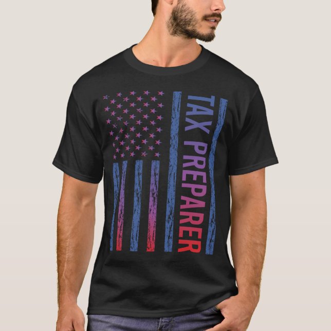 Camiseta Preparador de Imposto da Bandeira dos EUA (Frente)