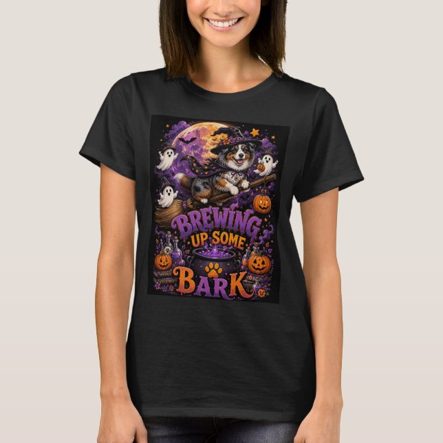Camiseta Preparando Um Pouco de Casca Australian Shepherd B (Frente)