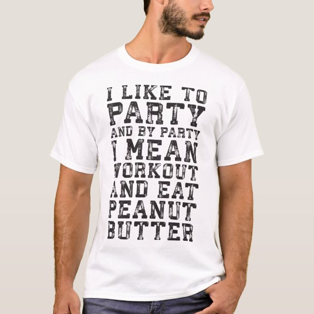 Camiseta Preparar e Comer Manteiga de Amendoim - Eu Gosto D (Frente)
