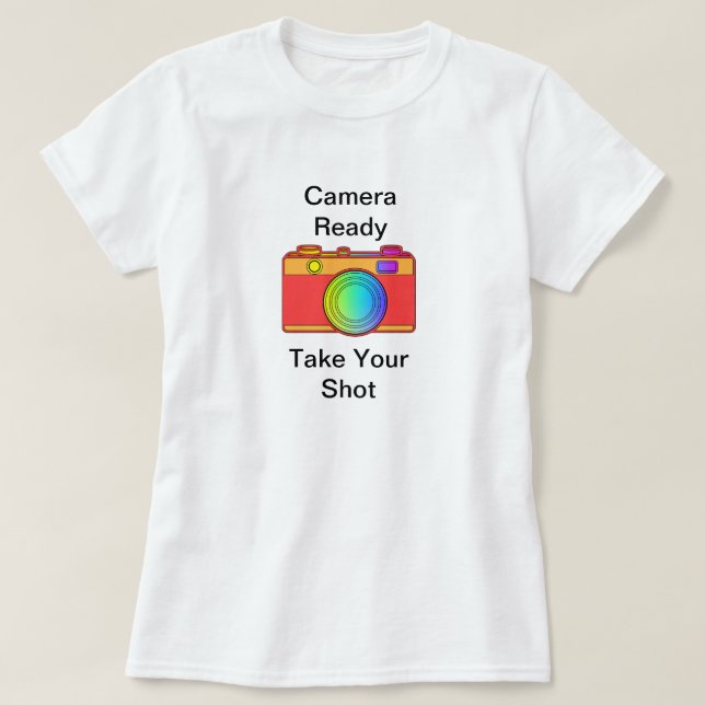 Camiseta Prepare a câmera para tirar o tiro das mulheres (Frente do Design)