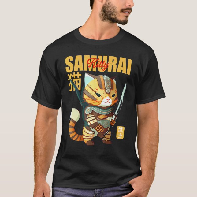 Camiseta Prepare-se para Saltar Samurai Kitty Toma Seu Disp (Frente)