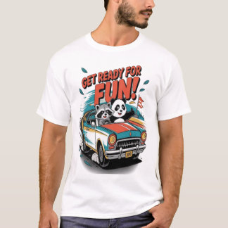 Camiseta Prepare-se para se divertir com Raccoon e Panda no