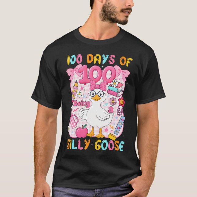 Camiseta Preppy 100 Days Of Being A Silly Goose 100Th Day S (Frente)