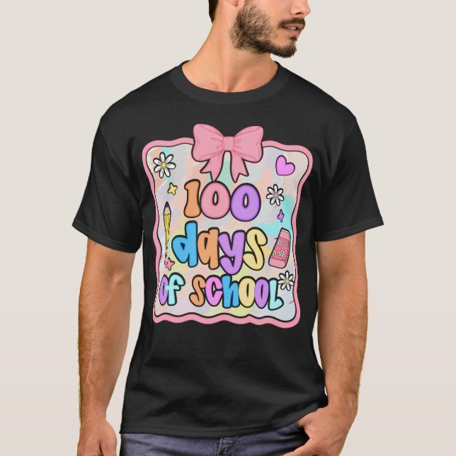 Camiseta Preppy 100 Days of School Cute 100th Day Kids  (Frente)