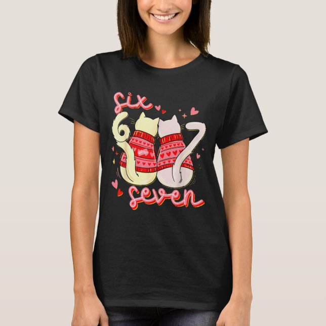 Camiseta Preppy 67 Valentine Six Seven Cat 6 7 Men Women Ki (Frente)