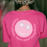 Camiseta Preppy continua sendo um slogan incrível sorriso r<br><div class="desc">Uma camisa de reforço é a confiança da criança do estilo pré-ppy. As leituras continuam sendo incríveis com um rosto sorridente com olhos estrelados e listras arco-íris em pinks pastéis e azul-aqua com um rosto sorridente no design de camiseta reversa. Personalize com sua própria escolha de texto tanto na frente...</div>