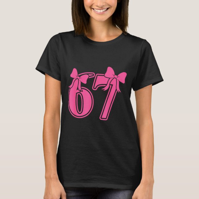 Camiseta Preppy Nk Coquette Bow Lace 67 Six Seven Meme Wome (Frente)