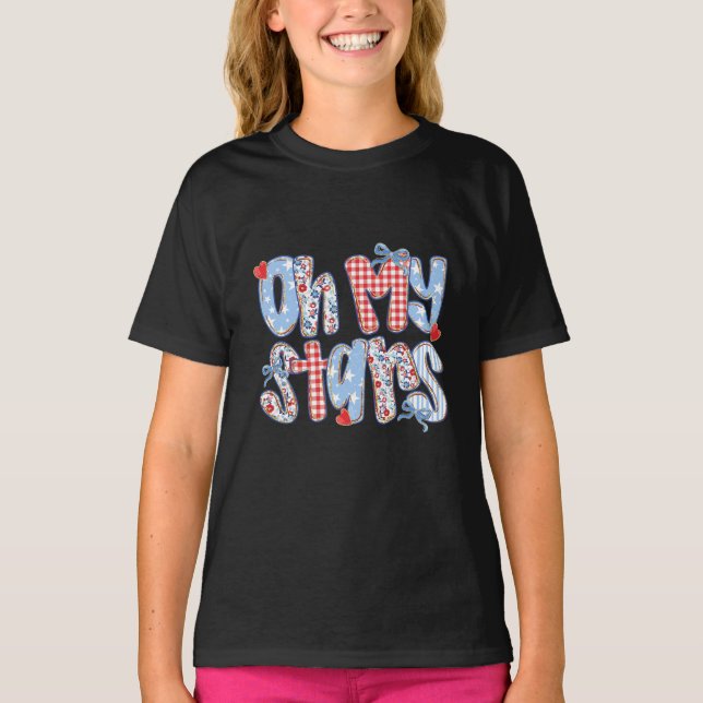 Camiseta Preppy Oh My Stars 4 de julho (Frente)
